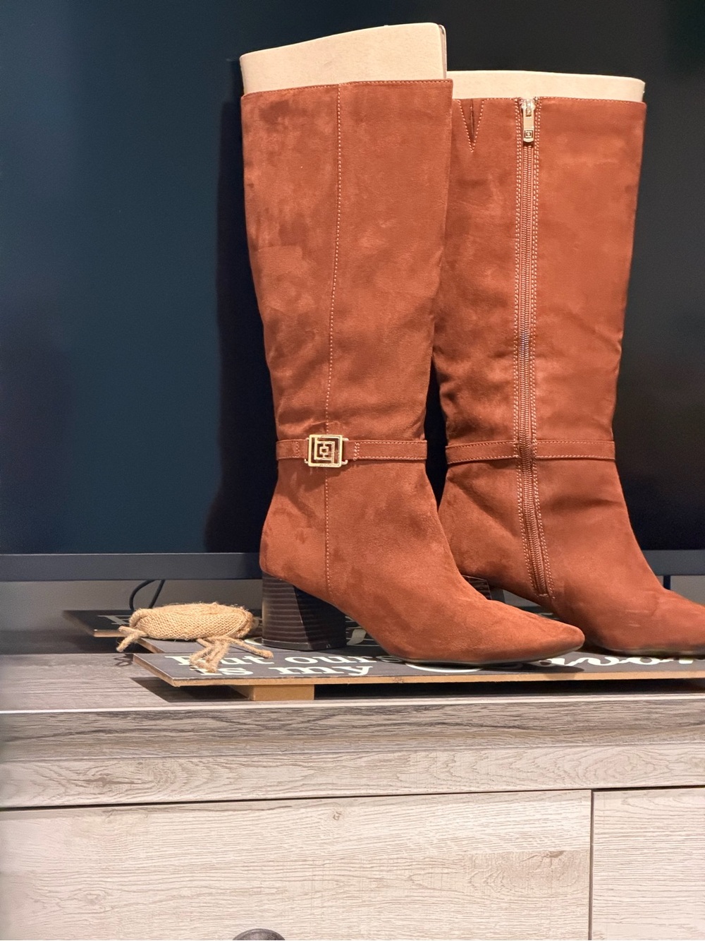 Women's Tall Suede Riding Boots in Chestnut